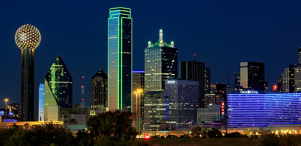 Dallas, TexasDALLAS, TEXAS - MAY 7, 2020: View of the skyline of Dallas at night